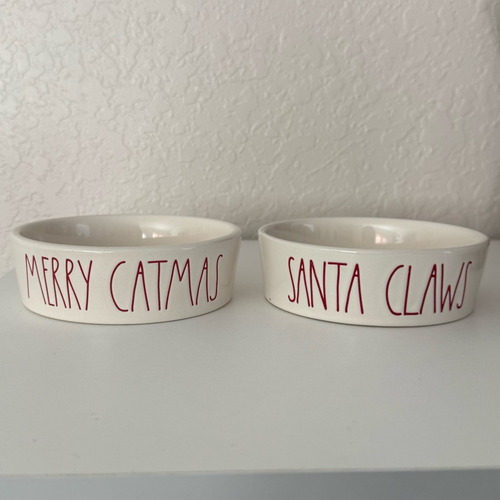 Rae Dunn White and Red Cat Bowls